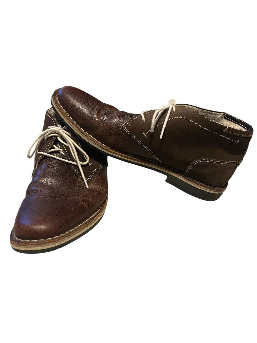 Steve Madden Brown Leather Chukka Boots with White Laces